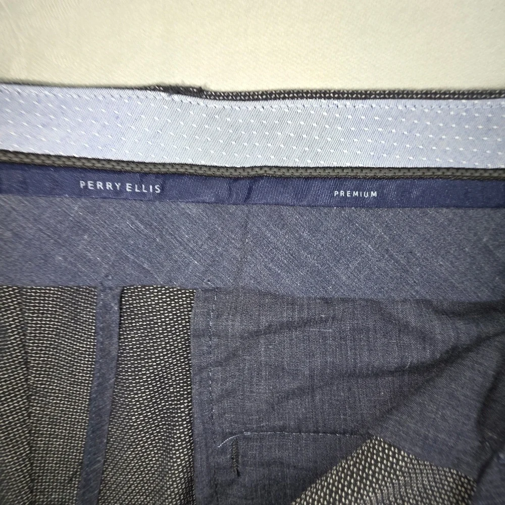 Perry Ellis Premium Wellington Mens Dress Pants 42x30 Charcoal Grey Tailored Fit